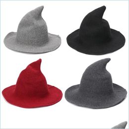 Party Hats Halloween Witch Hat Diversified Along The Sheep Wool Cap Knitting Fisherman Female Fashion Pointed Basin Bucket Wholesale Dhdx6