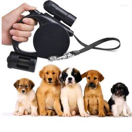 Dog Collars 5m ABS Traction Rope Training Leashes Automatic Retractable Leash LED Lights With Garbage Bag For Small Medium Pet