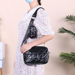 Evening Bags Fashion Crossbody 2 In 1 PU Leather Messenger Quilted Camera Side Handbag Small Square With Coin Purse For Travel Work