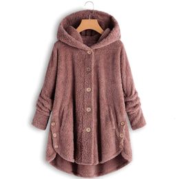 Women's Vests coats wool blends Autumn Winter Coat Women Warm Teddy Bear Jacket Female Plush Hooded 221125