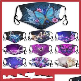 Designer Masks Face Mask Fashion Cotton Butterfly Print Reusable Adt Adjustable Soft Breathable Anti Dust Fog Mouth Masks 20211 Q2 D Dhy6D