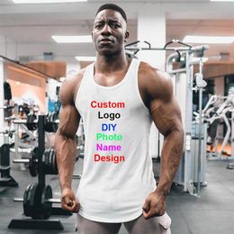 Las camisetas sin mangas para hombres personalizan con su propio trabajo de logotipo singletes casuales sin mangas de moda de moda para hombres top fitness gym strin301l