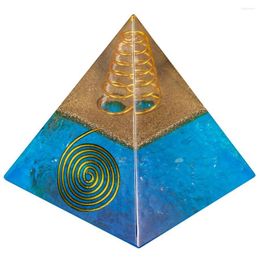 Jewelry Pouches TUMBEELLUWA Healing Crystal Gold Wire Orgone Pyramid Stone Figurine Energy Generator For Meditation Reiki Balancing Blue