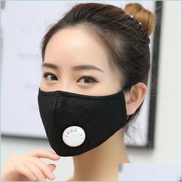 Designer Masks Plain Colour Pm2.5 Protect Mouth Masks With Breathable Vae Dustproof Adt Respirator Windbreak Face Mask For Outdoor Ge Dhxci