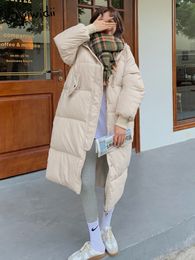 Womens Down Parkas Syiwidii Puffer Winter Jacket Women Thicken Warm Ladies Long Coats Elegant Button Oversized Outerwear 221125