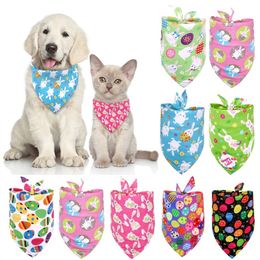 Easter pet triangle towel Easters Cat and Dog Apparel Rabbit color eggs saliva towels Pets Supplies T9I002177