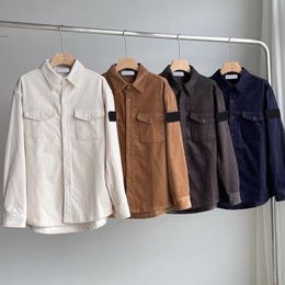 Мужские куртки Topstoney Designer Mens Casual Рубашки Distintivo Ricamato Isola del Mare Giacca Camicia в Velluto a Coste