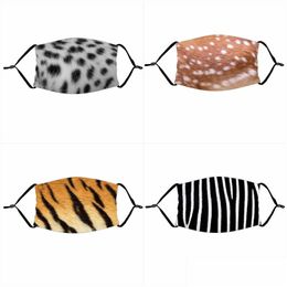 Designer Masks Mascherine Leopard Print Snakes With Filter Piece Dust Face Masks Tiger Deer Fashion Reusable Respirator Adt Children Dhytx