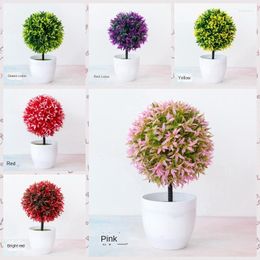 Decorative Flowers Artificial Plants Bonsai Simulation Plastic Small Tree Pot Plant Potted Ornaments For Home Table Decoration El Garden