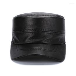 Berets Hat Men Women Real Leather Black Winter Army Military High Quality Genuine Baseball Caps