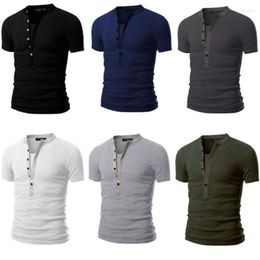 Men's T Shirts Men's Slim Fit Button Tee Casual V Neck Short Sleeve Muscle T-shirt Henley Solid Men Comfortable Soft