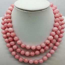 Charming 10mm Pink Round Gem Beads Fashion Necklace 48" Jewelry