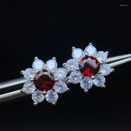 Stud Earrings Lost Money For Sale Natural Red Garnet Gemstone Earring Women Silver Jewellery Girl Little Gift Promotion