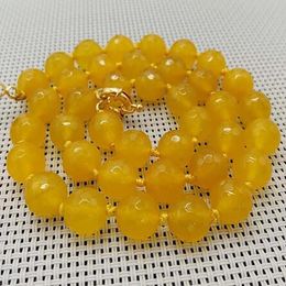 10mm African South Yellow Topaz Faceted Beads Necklace 18 inch AAA