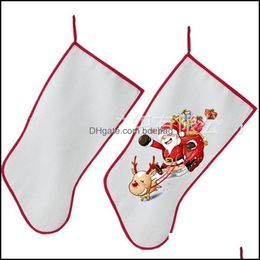 Christmas Decorations Merry Christmas Decoration Stocking Cloth Diy Stockins Heat Transfer Prints Sugar Gift Socks Party Promotional Dhbfx