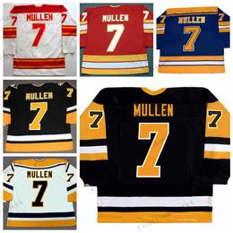 Mens #7 Joe Mullen Hockey''nHl''Jerseys 1992 Vintage Black 1986 Stitched Shirts Blue