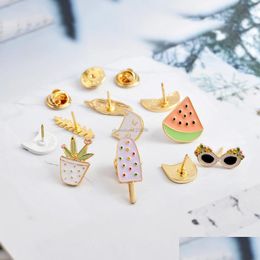 Pins Brooches Sunglass Feather Ice Cream Pot Lapel Pin Enamel Brooches Pins Jeans Tops Bag Badge For Women Men Fashion Jewellery Drop Dh8Vt