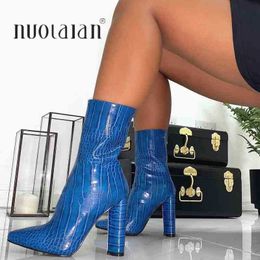 Boots 2020 brand fashion women boots sexy high heels ankle for fur warm winter and autumn woman shoes plus size 4-11 220901