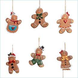 Christmas Decorations Christmas Tree Ornaments Cute Gingerbread Man Pendant Creative Resin Home Party Decor Novelty Festival Gifts 6 Dhnrq