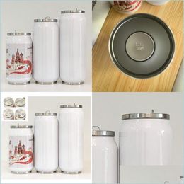 Tumblers 12Oz Sublimation Cola Can Diy 350Ml Water Bottle In Bk Double Walled Stainless Steel Shape Tumblers Insated Vacuum With 149 Dhzue