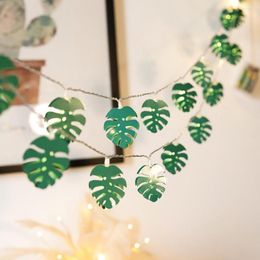 Strings Leaf String Lights 1 Pack 10/20 LEDs Hanging LED Fairy With Green Monstera Leaves Jungle