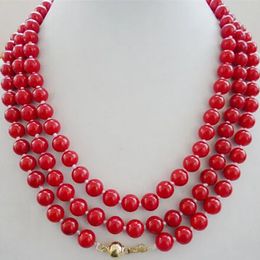 Charming 10mm red coral long fashion women necklaces 50inch