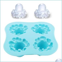 Ice Cream Tools Creative Adorable Octopus Ice Mold New Sile Tray Mod Kitchen Bar Cooling Fruit Juice Drinking Cute Cream Maker Hhd 3 Dh7Mx
