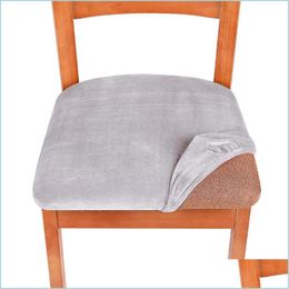 Chair Covers Removable Chair Ers Household Veet Dining Chairs Cushion Sleeve Elastic Winter Dustproof Seat Er Home 7Zf M2 Drop Deliv Dhywn