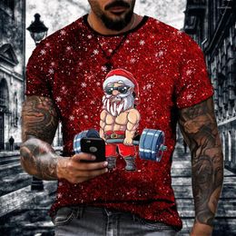 Men's T Shirts Christmas T-shirt Santa Muscle Old Man Print Fashion Shirt Top Short Sleeve Gift O Collar Oversize Men's Dress
