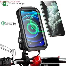 Car 2022 Waterproof Case 12V Motorcycle Phone Holder Wireless Charger 15W Qi/ Type C PD USB Fast Charge Mount Box Double Socket Arms