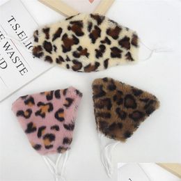 Designer Masks Face Mask Fashion Trend Plush Leopard Winter Warm Windproof Outdoor Cycling Masks Washable Reusable Mouth 5 G2 Drop D Dh3Iw