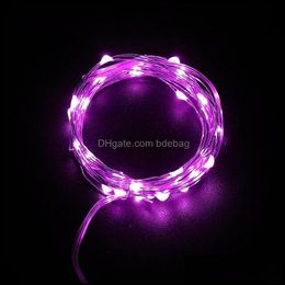 Party Decoration Exquisite Small Star Lamp Button Battery Color Led String Copper Wire Decoration Warm Pure White Light With Mticolo Dhxkd