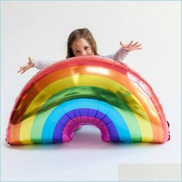 Party Decoration Rainbow Inflation Balloon Child Birthday Party Helium Airballoon Aluminium Film 93X59Cm Large Size Matic Sealing 2 1 Dh9A8