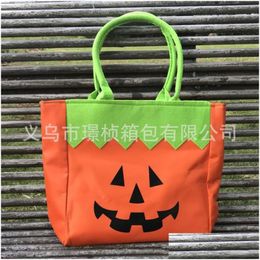 Storage Bags Portable Halloween Gift Storage Bag Pumpkin Cat Pattern Tote Bags Resuable Snack Candy Handbag New Arrival 14 5Jz Bb Dr Dh1Am