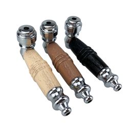 Mini Colourful Pipes Natural Wood Dry Herb Tobacco Cover Cap Philtre Tube Portable Metal Alloy Removable Handpipes Hand Smoking Cigarette Holder DHL