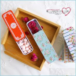 Storage Boxes Bins Mini Flower Design Small Box Slide Iron Boxs Telescopic Carry On Storage Headset Jewelry Chewing Gum Metal 1 6G Dhqg1