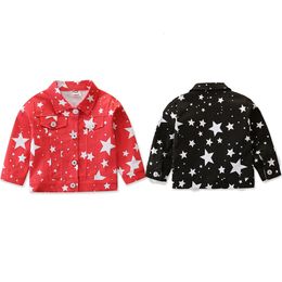 Jackets Children's Clothing Autumn Girls' Singlebreasted Star Print Longsleeved Coat Trendy Allmatch Lapel Spring Jacket Outerwear 221125