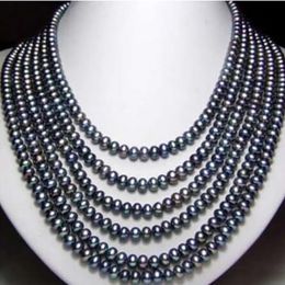 Fashion black freshwater 7-8mm pearl necklace women Jewellery 100 inch