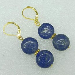 fashion 12mm Blue Lapis Lazuli Fashion Earrings Women's Jewelry