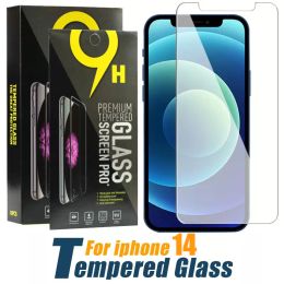 Protetor de tela de vidro temperado 9H para iPhone 15 14 13 Pro Max Samsung A51 A71 A52 A72 0,3 mm de espessura com pacote de varejo
