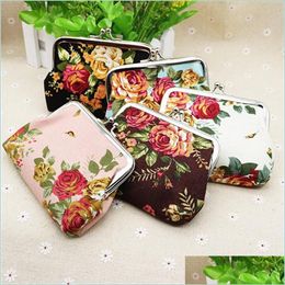 Party Favour Fashion Vintage Flower Coin Purse Canvas Key Holder Wallet Hasp Small Gifts Bag Clutch Handbag 104 N2 Drop Delivery Home Dhnj1