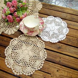 Table Napkin 10pcs/Lot Cotton Doily Hand Made Crochet Cup Mat Pad Place Cloth For Wedding Decoration