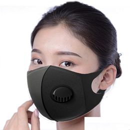 Designer Masks Fashion Designer Face Mask With Breathing Vaes Air Philtre Washable Reusable Adt Masks Sponge Black Protective 1686 T2 Dhsrd