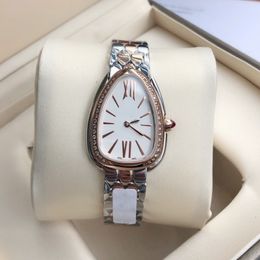 Popular women's quartz watch fashion 33mm stainless steel gold watch plate waterproof personality girl snake Diamond moissanite designer watches