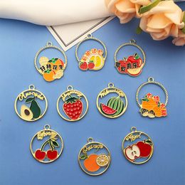 Charms Pendant for Keychain Necklace Bracelet Earrings Jewelry Making Supplies Round Fruit Strawberry Findings & Components Acessories Christmas Gift Wholesale