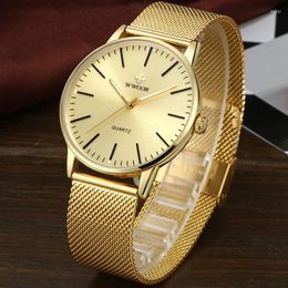 Wristwatches 2022 WWOOR Relogio Masculino Mens Watches Top Full Gold Stainless Steel Male Clock Man Wrist Watch Zegarki Meskie