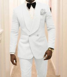 White Butterfly Jacquard Groom Tuxedos Embossed Three-dimensional Pattern Double-Breasted Men's Blazer Wedding Dress Prom Clothing Multi-color optional