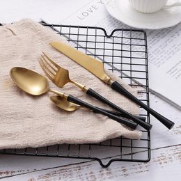 Dinnerware Sets Matte Black Gold Stainless Steel Knife Fork Coffee Spoon Cutlery Set Kitchen Tableware Silverware Eco Friendly