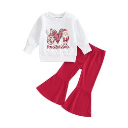 Clothing Sets 0902 Lioraitiin 05Years Toddler Girl 2Pcs Christmas Outfits Long Sleeve Santa Letter Print Pullover Flare Pants Set 221125