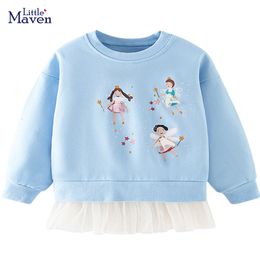 Pullover Little maven Fashion Sweatshirt Blue Flower Fairy Pretty Tops Cotton Comfort and Lovely for Kids 27 year 221125